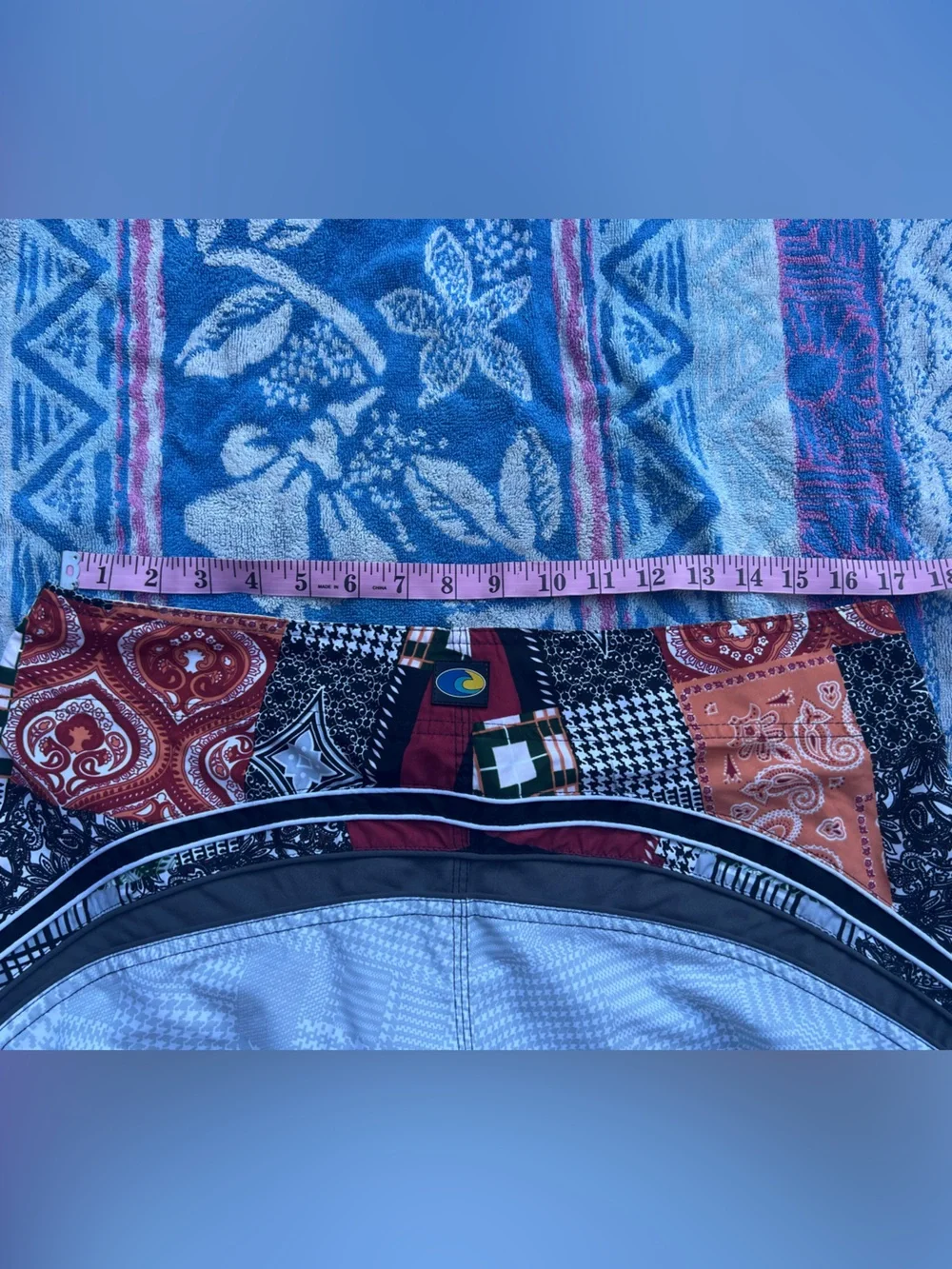 Vintage RS Surf Men's board shorts - patterned light grey-multi waistband
